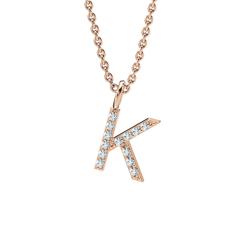 Buchstaben Anhänger Diamond Letter Petite K in 9K Roségold poliert