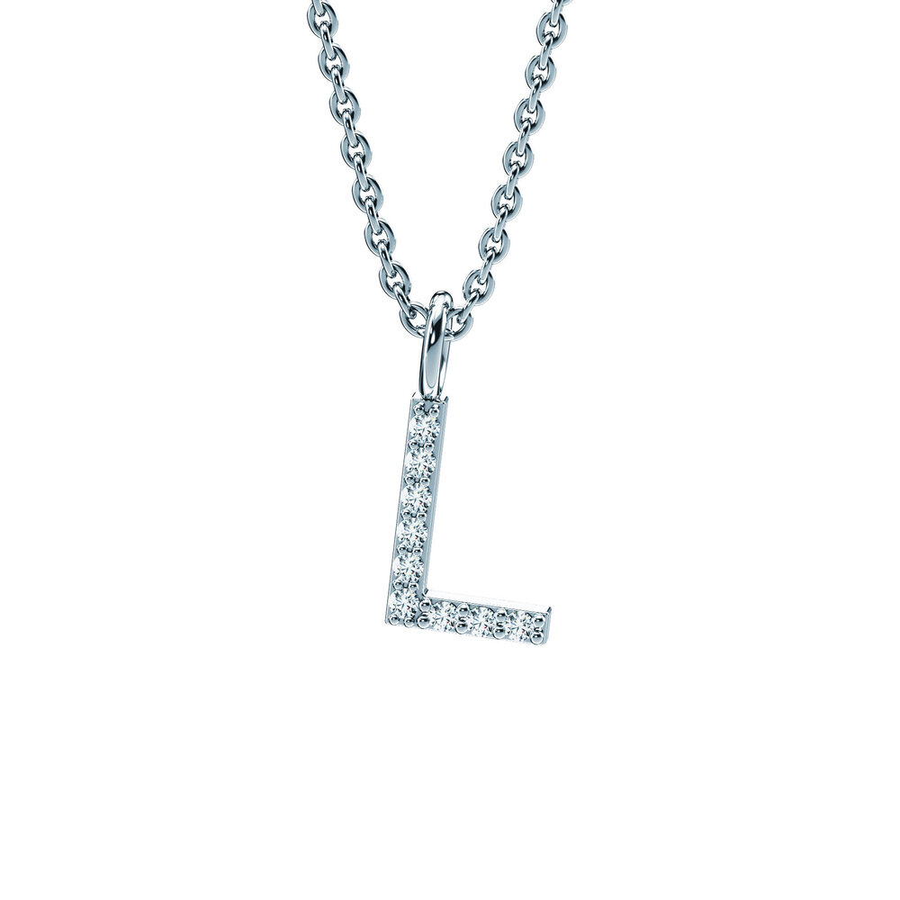 Buchstaben-Anhänger Diamond Letter Petite L in 14K Weißgold