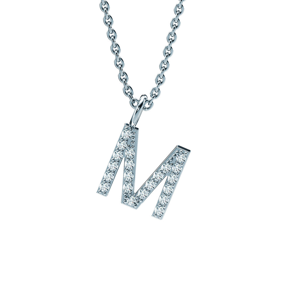 Buchstaben-Anhänger Diamond Letter Petite M in 18K Weißgold
