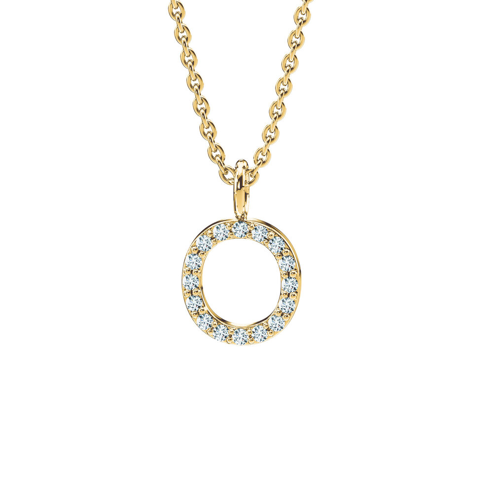 Buchstaben Anhänger Diamond Letter Petite O in 9K Gelbgold poliert