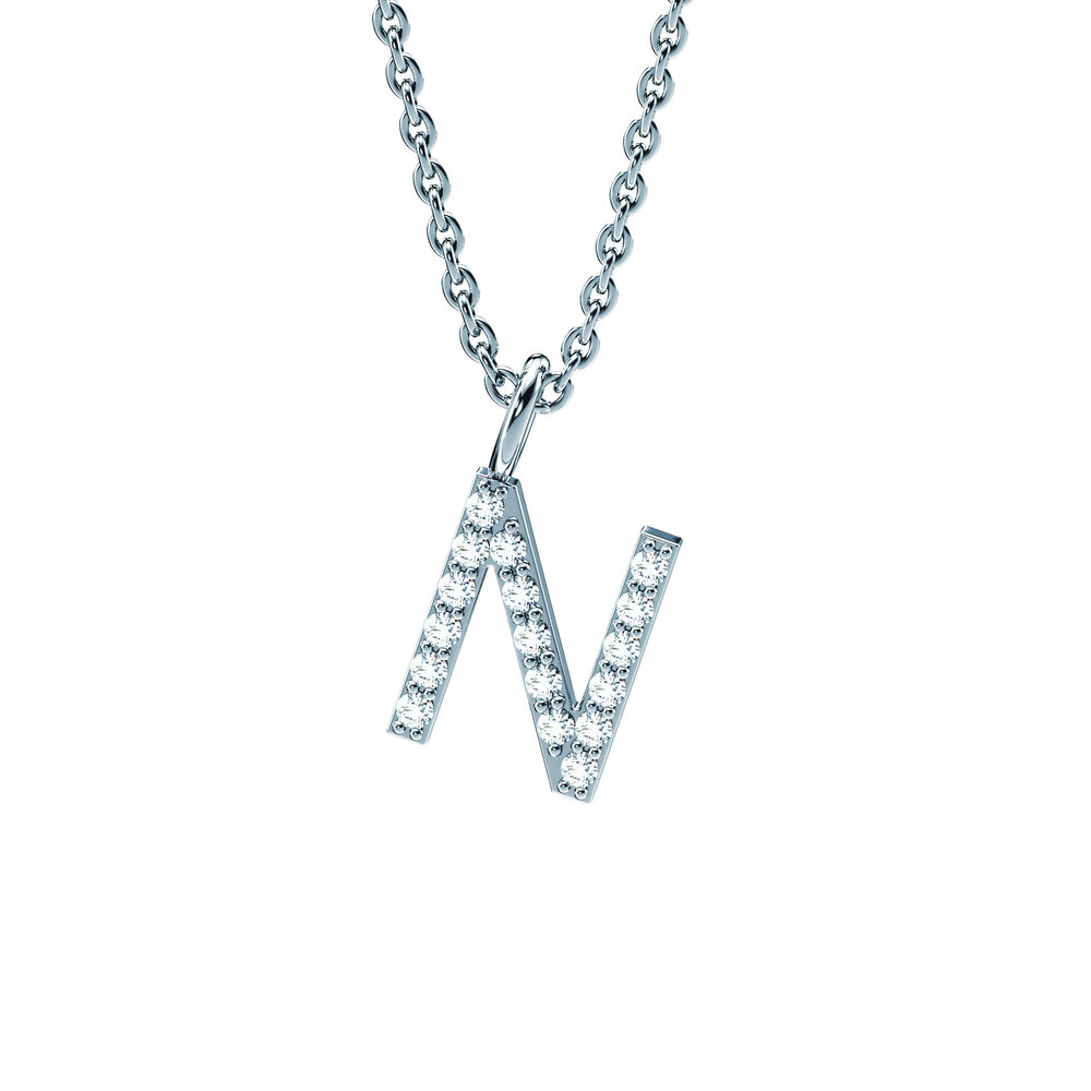 Buchstaben-Anhänger Diamond Letter Petite N in Platin 950/-