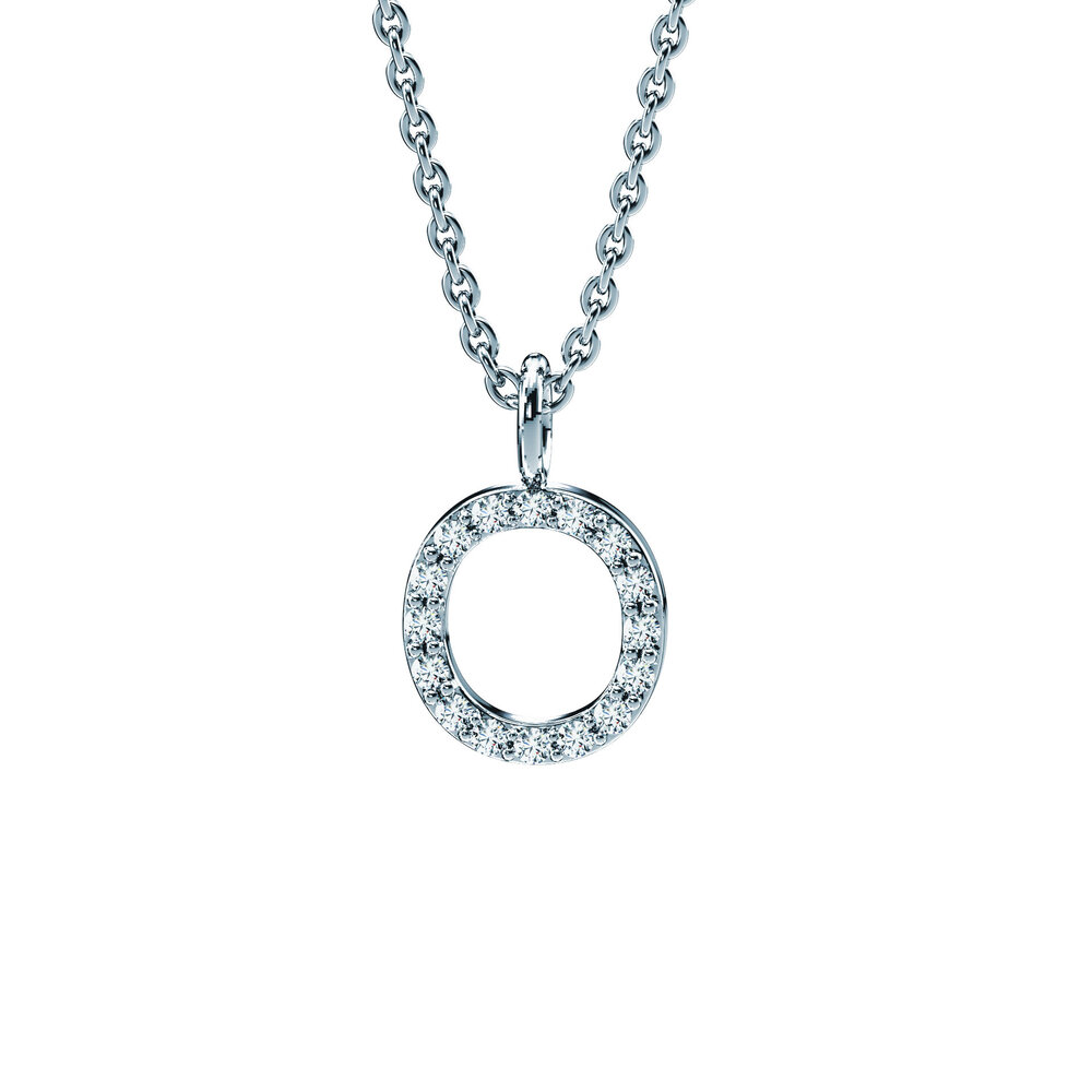 Buchstaben Anhänger Diamond Letter Petite O in 9K Weißgold poliert