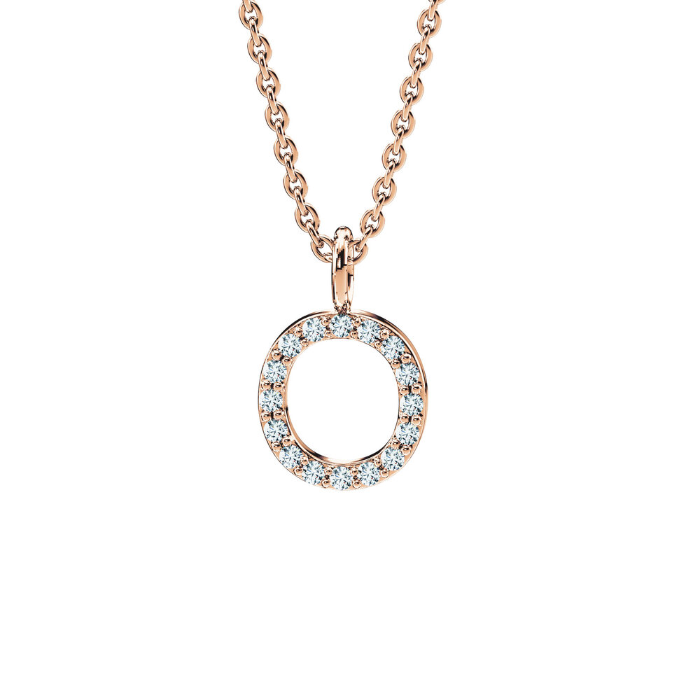 Buchstaben Anhänger Diamond Letter Petite O in 9K Roségold poliert