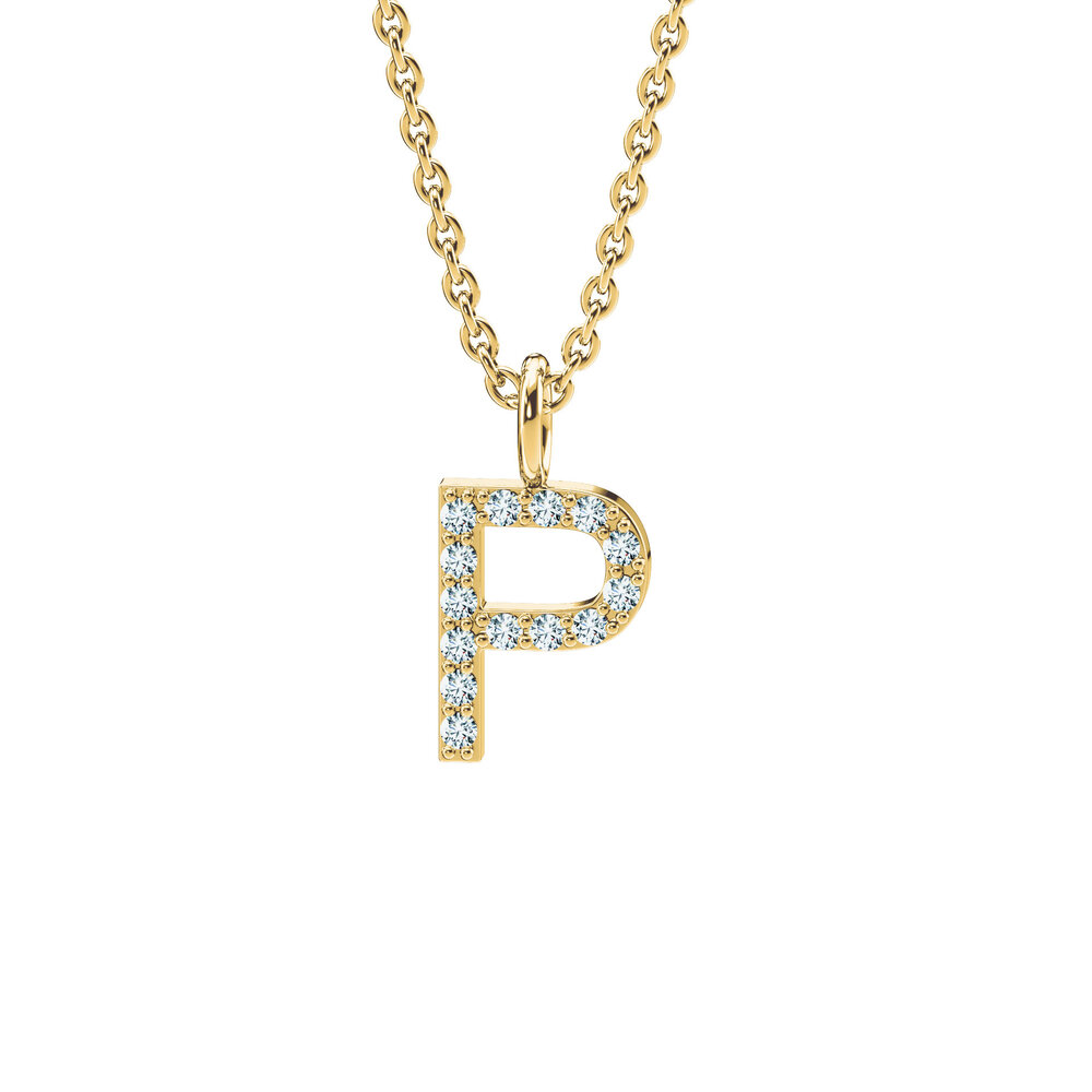 Buchstaben-Anhänger Diamond Letter Petite P in 18K Gelbgold