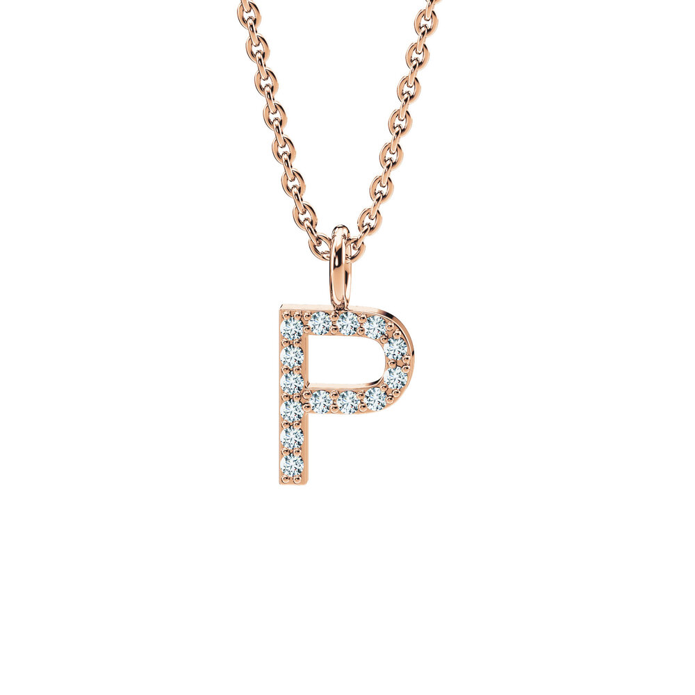 Buchstaben-Anhänger Diamond Letter Petite P in 18K Roségold