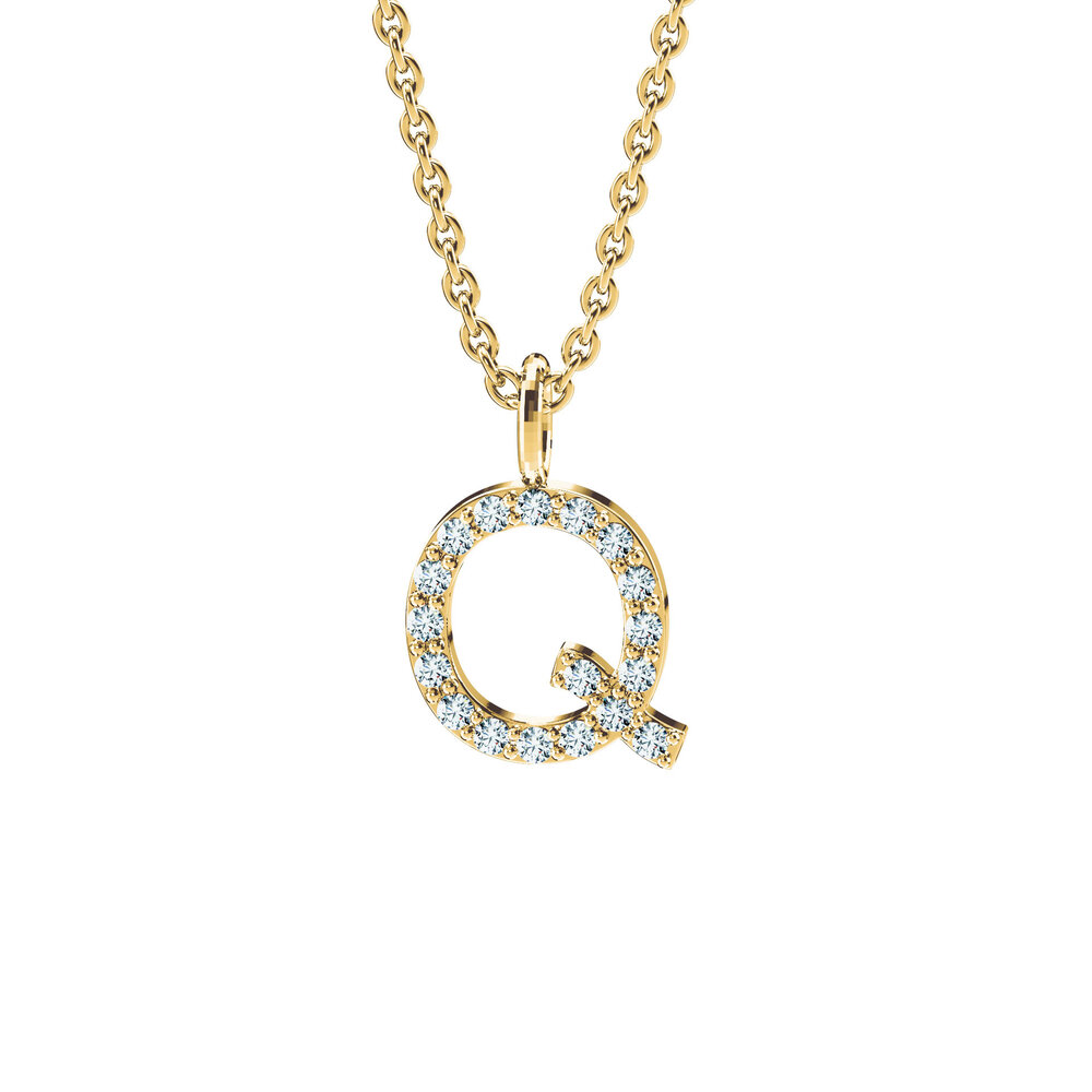 Buchstaben-Anhänger Diamond Letter Petite Q in 18K Gelbgold