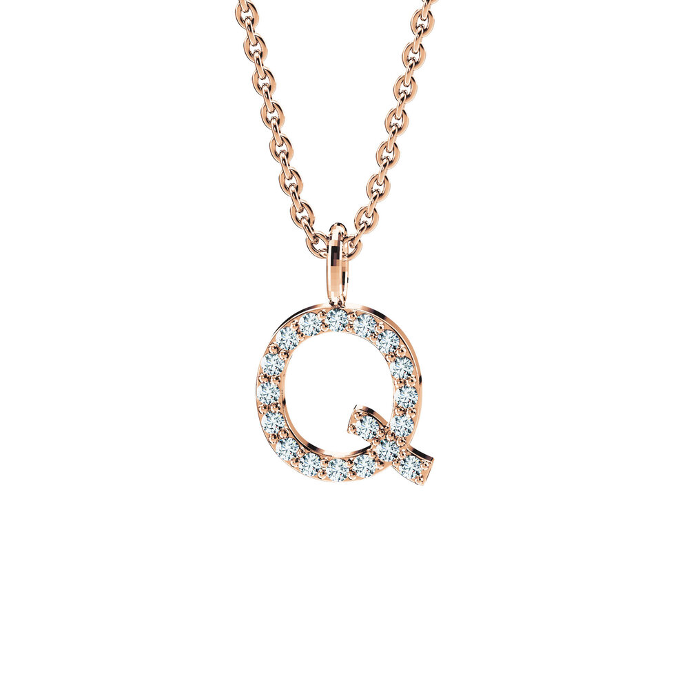 Buchstaben-Anhänger Diamond Letter Petite Q in 18K Roségold