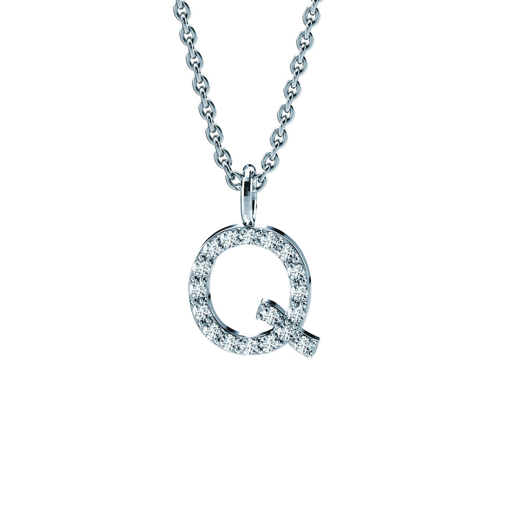 Buchstaben-Anhänger Diamond Letter Petite Q in Platin 950/-