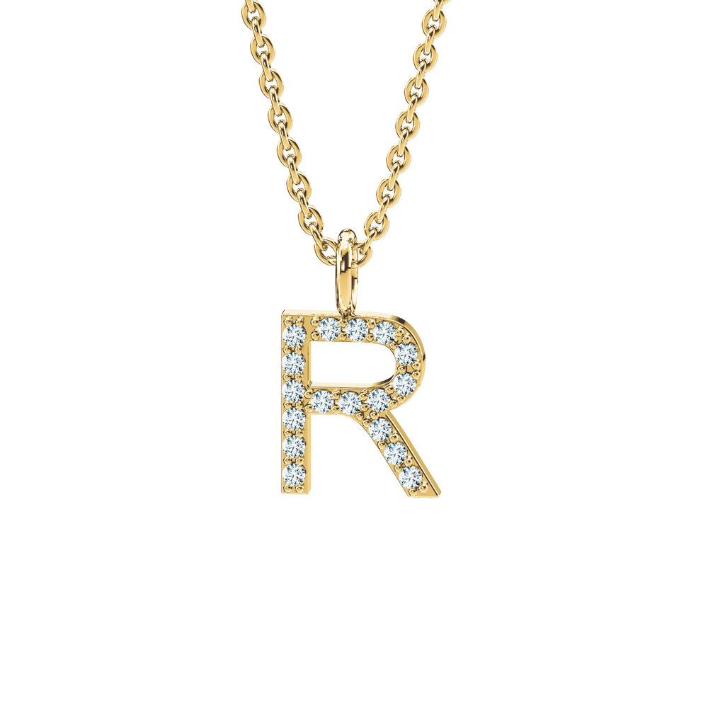 Buchstaben-Anhänger Diamond Letter Petite in 14K Gelbgold