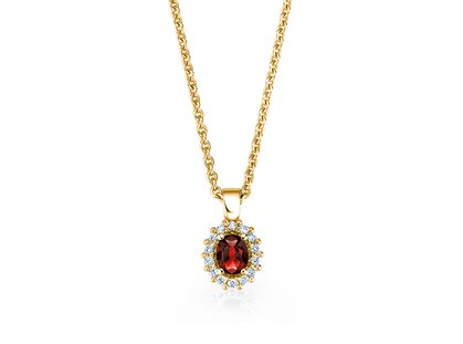 Anhänger Jolie in 18K Gelbgold mit Rubin 0,25ct und Diamanten 0,07ct
