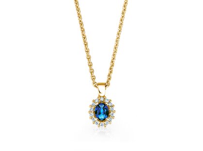 Anhänger Jolie in 14K Gelbgold mit Saphir 0,25ct und Diamanten 0,07ct