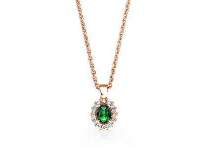 Anhänger Jolie in 14K Roségold mit Smaragd 0,25ct und Diamanten 0,07ct
