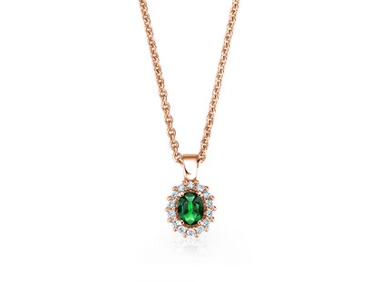 Anhänger Jolie in 18K Roségold mit Smaragd 0,25ct und Diamanten 0,07ct
