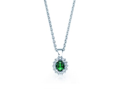 Anhänger Jolie in 9K Weißgold mit Smaragd 0,25ct und Diamanten 0,07ct