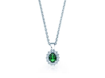 Anhänger Jolie in 14K Weißgold mit Smaragd 0,25ct und Diamanten 0,07ct