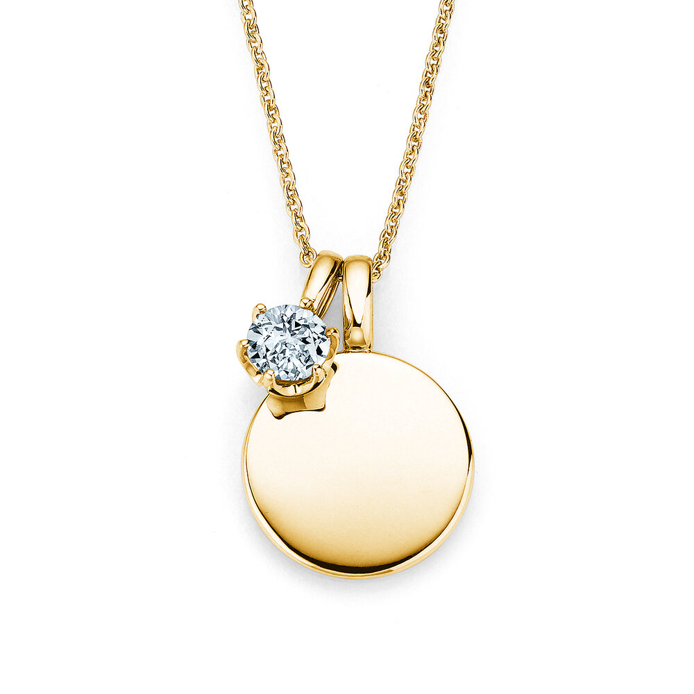 Geburtsstein-Anhänger Lea April in 9K Gelbgold mit Diamant 0,50ct