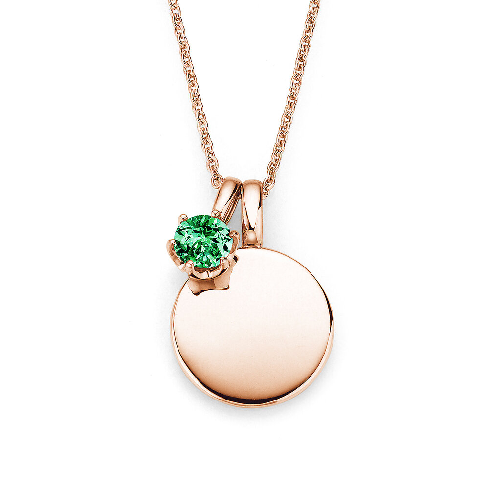 Geburtsstein-Anhänger Lea Mai in 14K Roségold mit Smaragd 0,50ct