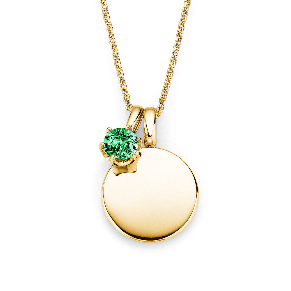 Geburtsstein-Anhänger Lea Mai in 14K Gelbgold mit Smaragd 0,50ct
