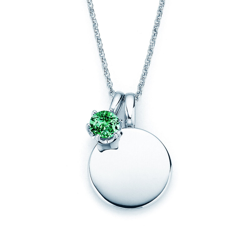 Geburtsstein-Anhänger Lea Mai in 18K Weißgold mit Smaragd 0,50ct