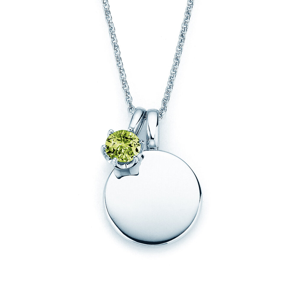 Geburtsstein-Anhänger Lea August in 18K Weißgold mit Peridot 0,50ct