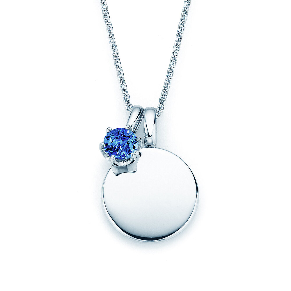 Geburtsstein-Anhänger Lea September in 18K Weißgold mit Saphir 0,50ct