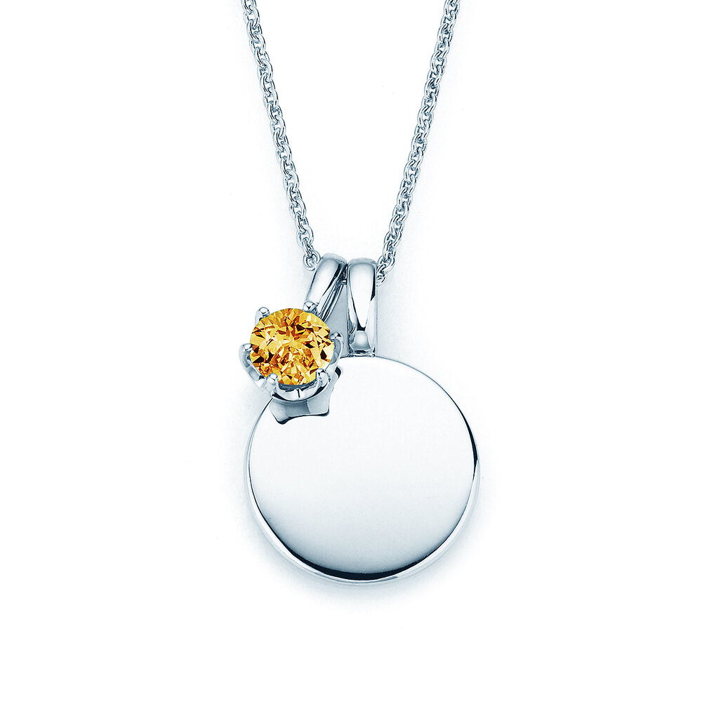 Geburtsstein-Anhänger Lea November in 9K Weißgold mit Citrin 0,50ct
