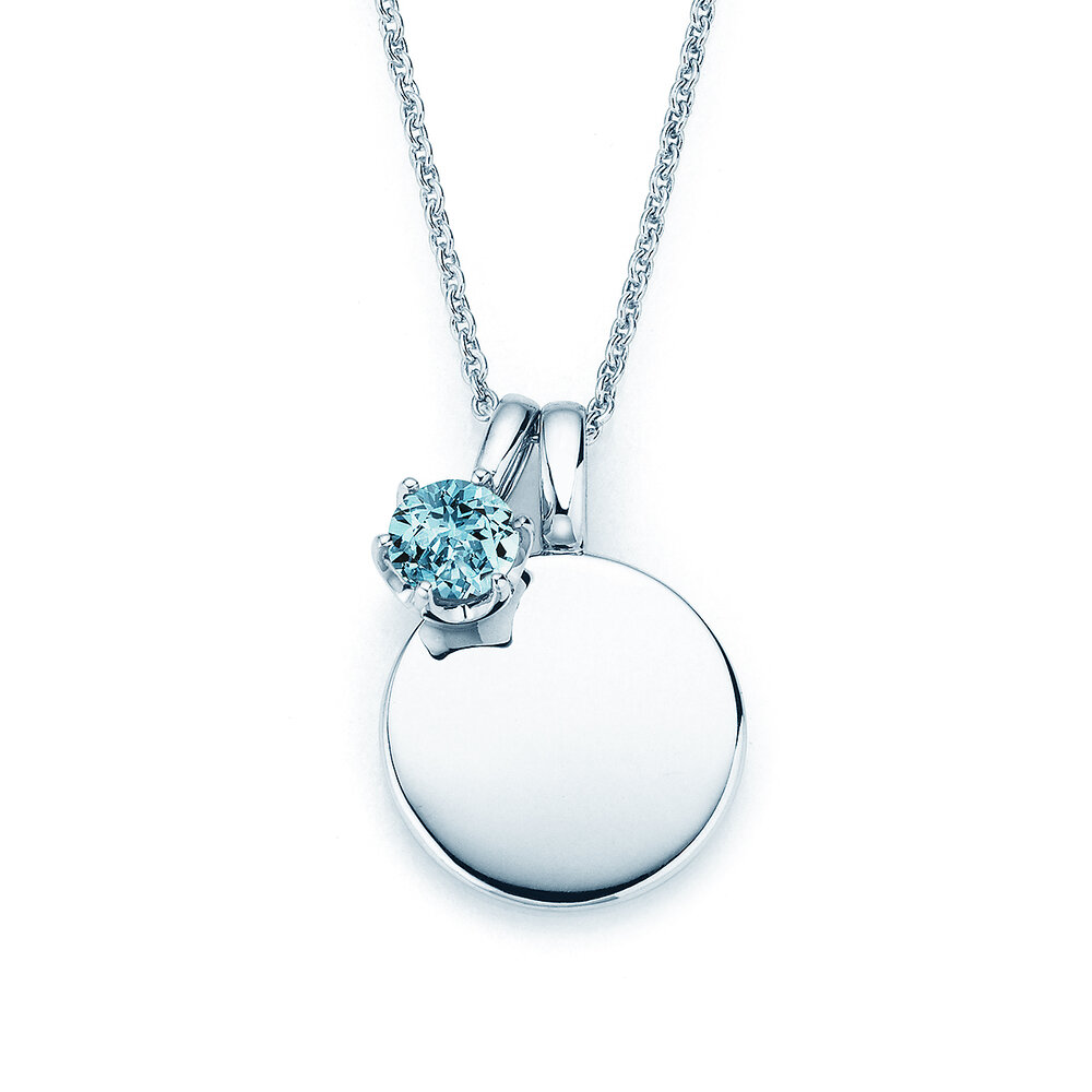 Geburtsstein-Anhänger Lea Dezember in 14K Weißgold mit Blautopas 0,50ct