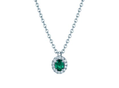 Anhänger Windsor in 18K Weißgold mit Smaragd 0,60ct und Diamanten 0,12ct