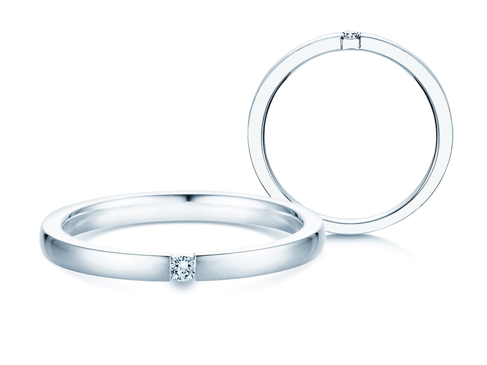 Spannring Infinity in 9K Weißgold mit Diamant 0,15ct D/IF