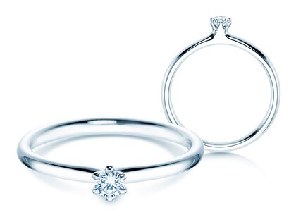 Solitärring Classic 6 in Silber 925/- mit Diamant 0,10ct G/SI