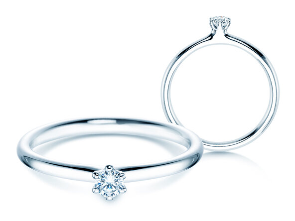 Solitärring Classic 6 in Silber 925/- mit Diamant 0,10ct G/SI