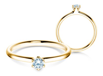 Solitärring Classic 6 in 14K Gelbgold mit Diamant 0,15ct G/SI