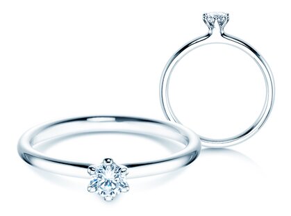 Solitärring Classic 6 in 9K Weißgold mit Diamant 0,20ct G/SI