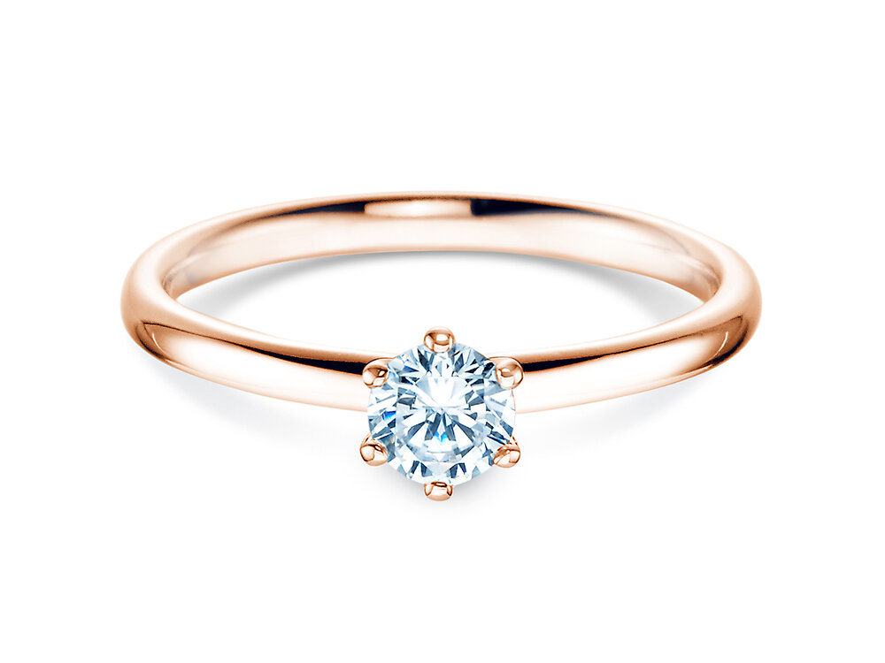 Solitärring Classic 6 in 14K Roségold mit Diamant 0,30ct G/SI