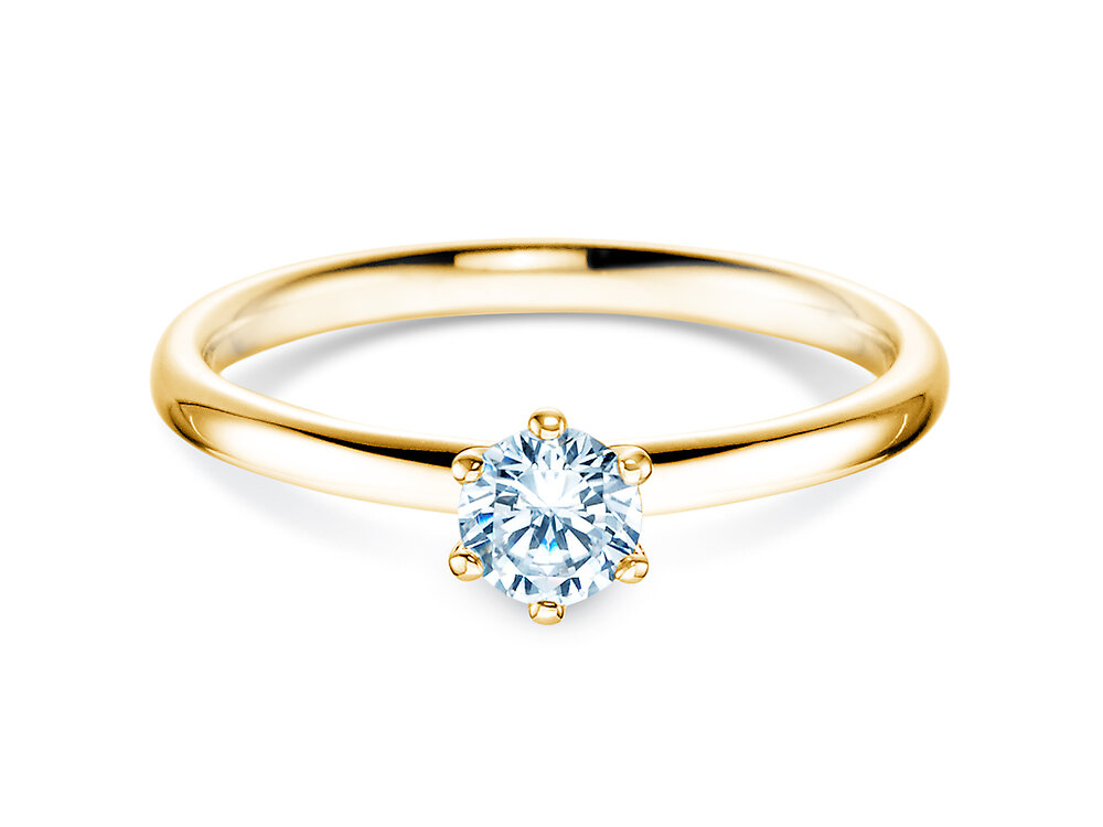 Solitärring Classic 6 in 14K Gelbgold mit Diamant 0,30ct G/SI