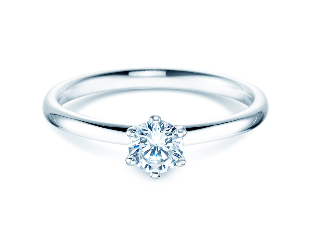 Solitärring Classic 6 in 18K Weißgold mit Diamant 0,40ct G/SI