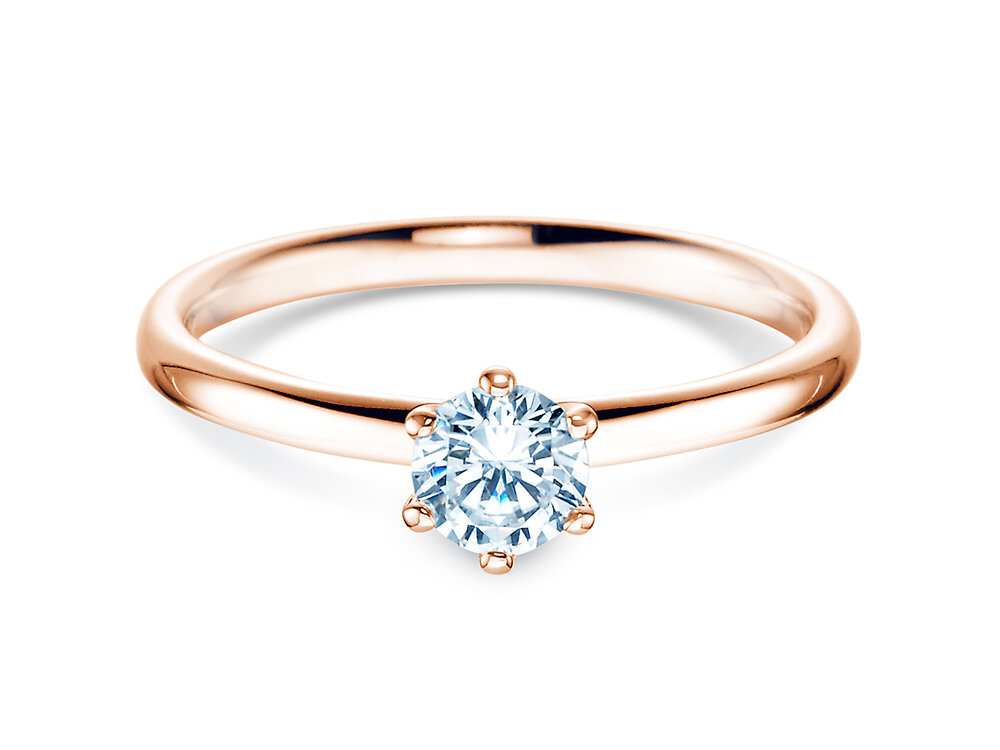 Solitärring Classic 6 in 14K Roségold mit Diamant 0,40ct G/SI