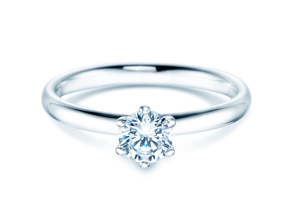 Solitärring Classic 6 in Platin 950/- mit Labordiamant 0,50ct E/VS