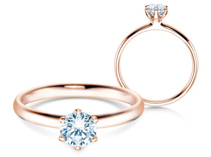 Solitärring Classic 6 in 14K Roségold mit Diamant 0,60ct H/SI