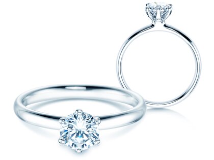 Solitärring Classic 6 in 9K Weißgold mit Diamant 0,75ct