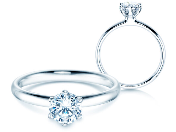 Solitärring Classic 6 in 9K Weißgold mit Diamant 0,75ct