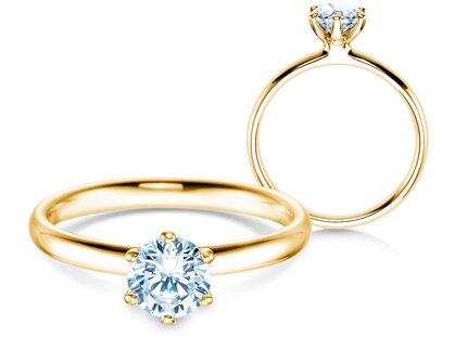 Solitärring Classic 6 in 18K Gelbgold mit Labordiamant 0,75ct E/VS