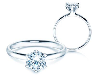 Solitärring Classic 6 in 9K Weißgold mit Diamant 1,00ct
