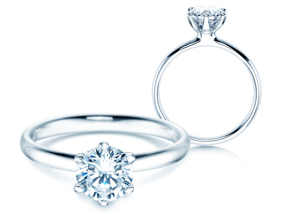 Solitärring Classic 6 in 9K Weißgold mit Diamant 1,00ct