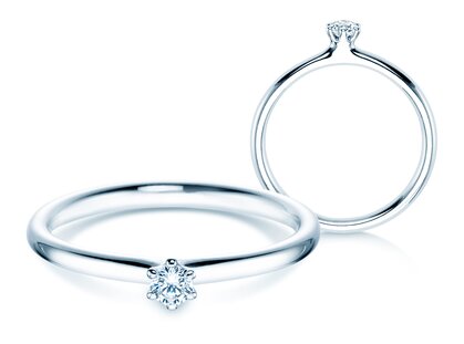 Solitärring Classic 6 in Silber 925/- mit Diamant 0,07ct G/SI