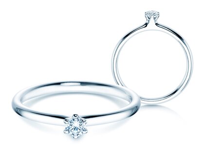 Solitärring Classic 6 in Silber 925/- mit Diamant 0,10ct G/SI