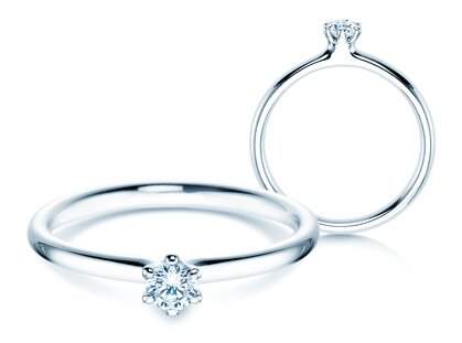 Solitärring Classic 6 in Silber 925/- mit Diamant 0,15ct G/SI