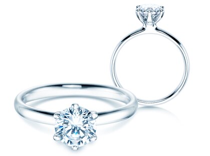 Verlobungsring Classic 6 in 14K Weißgold mit Diamant 1,00ct