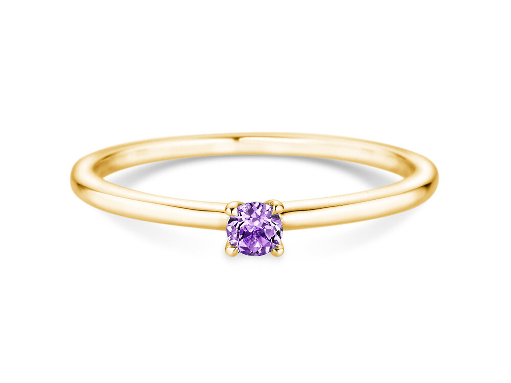 Geburtsstein-Ring Classic 4 Februar in 14K Gelbgold mit Amethyst 0,10ct