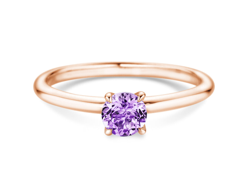 Geburtsstein-Ring Classic 4 Februar in 14K Roségold mit Amethyst 0,50ct